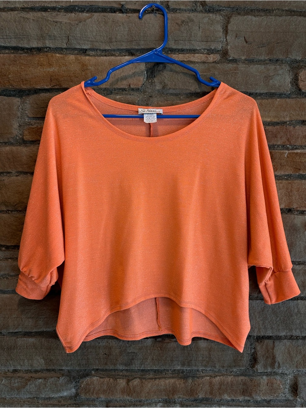 So Nikki Orange Sparkly Top Kids L (12-14)